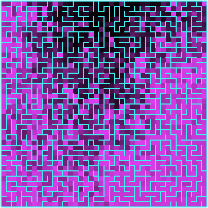 Rectangular maze generated with growing tree algorithm